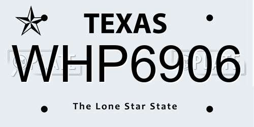 WHP6906 Texas License Plate