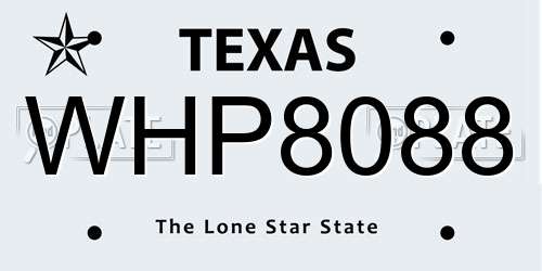 WHP8088 Texas License Plate