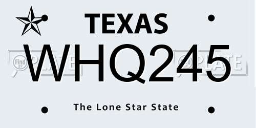 WHQ245 Texas License Plate