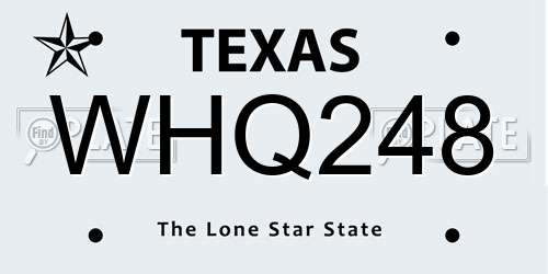 WHQ248 Texas License Plate