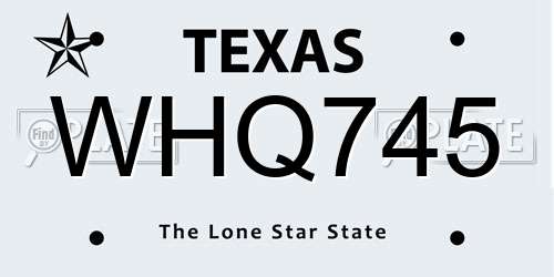 WHQ745 Texas License Plate