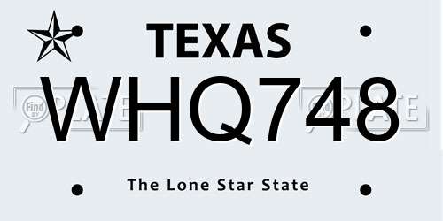 WHQ748 Texas License Plate