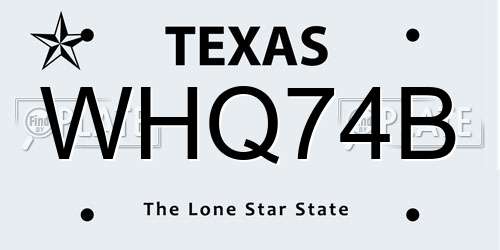 WHQ74B Texas License Plate