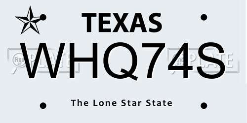 WHQ74S Texas License Plate