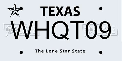 WHQT09 Texas License Plate