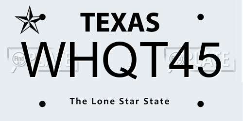 WHQT45 Texas License Plate