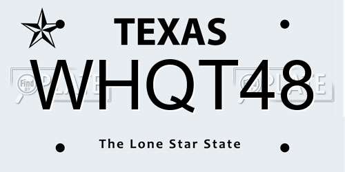 WHQT48 Texas License Plate