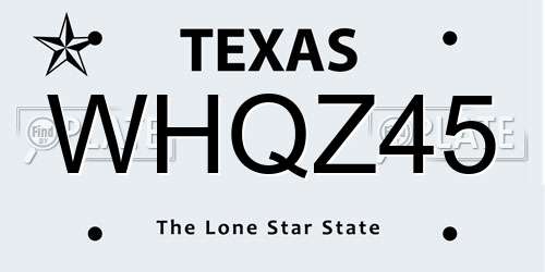 WHQZ45 Texas License Plate