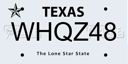 WHQZ48 Texas License Plate