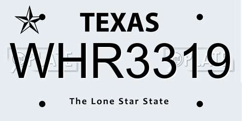 WHR3319 Texas License Plate