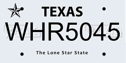 WHR5045 Texas License Plate