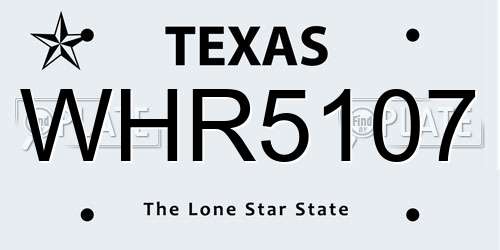 WHR5107 Texas License Plate