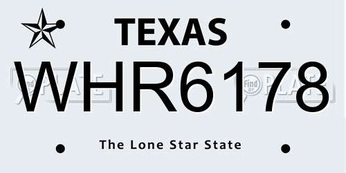 WHR6178 Texas License Plate