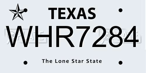 WHR7284 Texas License Plate