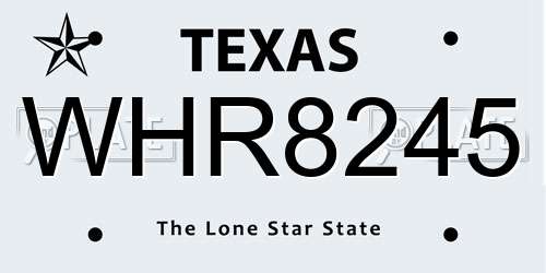 WHR8245 Texas License Plate