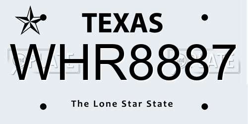 WHR8887 Texas License Plate