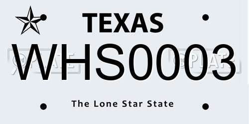 WHS0003 Texas License Plate