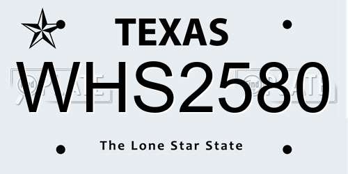 WHS2580 Texas License Plate