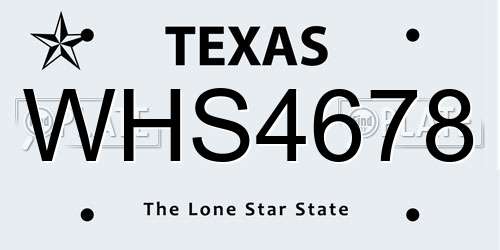 WHS4678 Texas License Plate