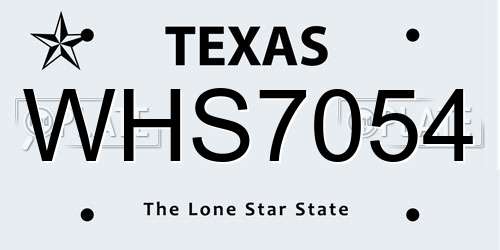 WHS7054 Texas License Plate