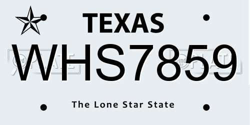 WHS7859 Texas License Plate