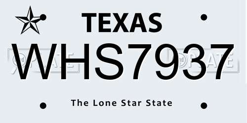 WHS7937 Texas License Plate