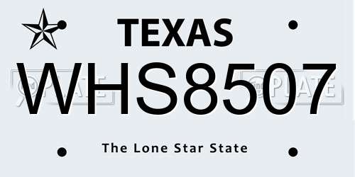 WHS8507 Texas License Plate