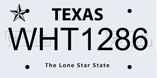 WHT1286 Texas License Plate