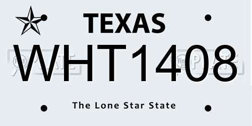 WHT1408 Texas License Plate