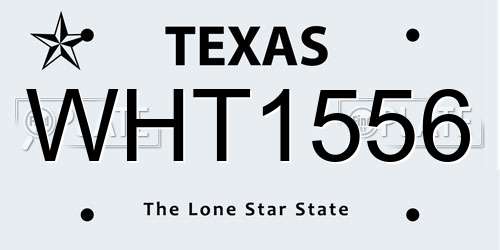 WHT1556 Texas License Plate