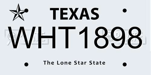 WHT1898 Texas License Plate