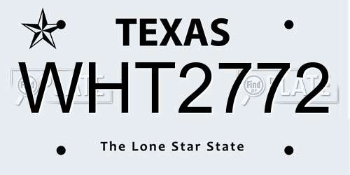 WHT2772 Texas License Plate