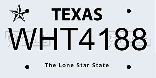 WHT4188 Texas License Plate