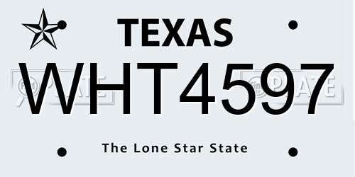 WHT4597 Texas License Plate