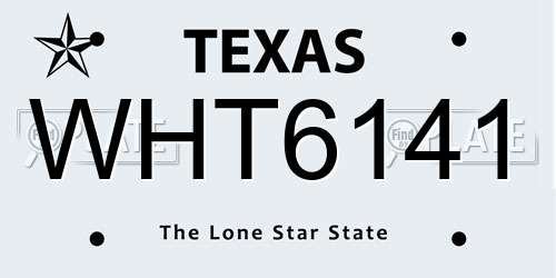 WHT6141 Texas License Plate