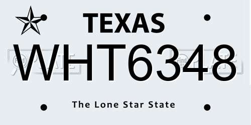 WHT6348 Texas License Plate