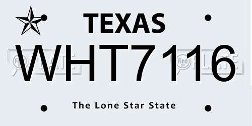 WHT7116 Texas License Plate
