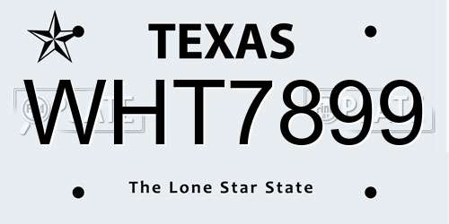 WHT7899 Texas License Plate