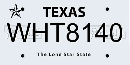 WHT8140 Texas License Plate