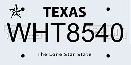 WHT8540 Texas License Plate