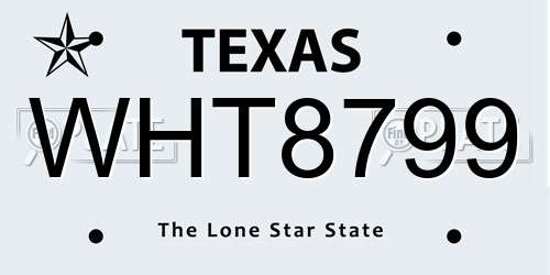 WHT8799 Texas License Plate
