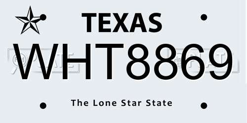WHT8869 Texas License Plate