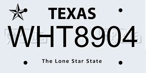 WHT8904 Texas License Plate