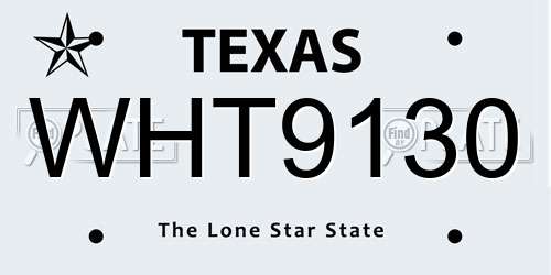 WHT9130 Texas License Plate