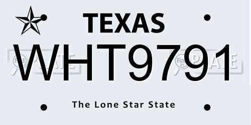 WHT9791 Texas License Plate
