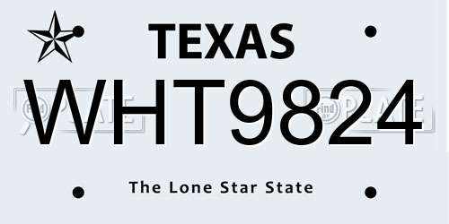 WHT9824 Texas License Plate