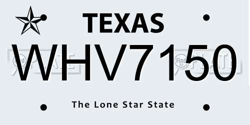 WHV7150 Texas License Plate