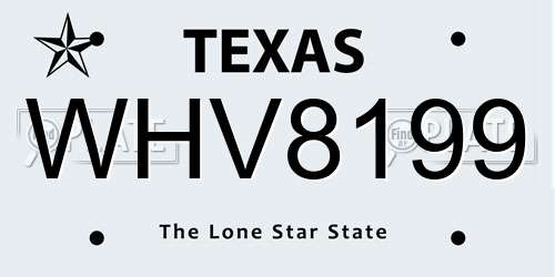 WHV8199 Texas License Plate