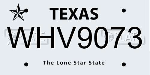WHV9073 Texas License Plate