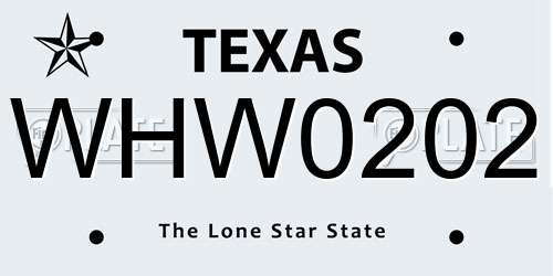 WHW0202 Texas License Plate